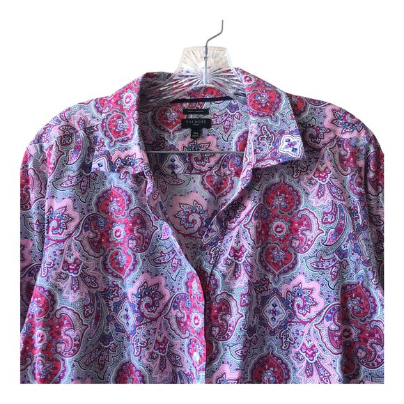 Talbots Women's Blouse Plus 18W Floral Paisley Boho Pink Wrinkle Resist Stretch - Picture 4 of 10